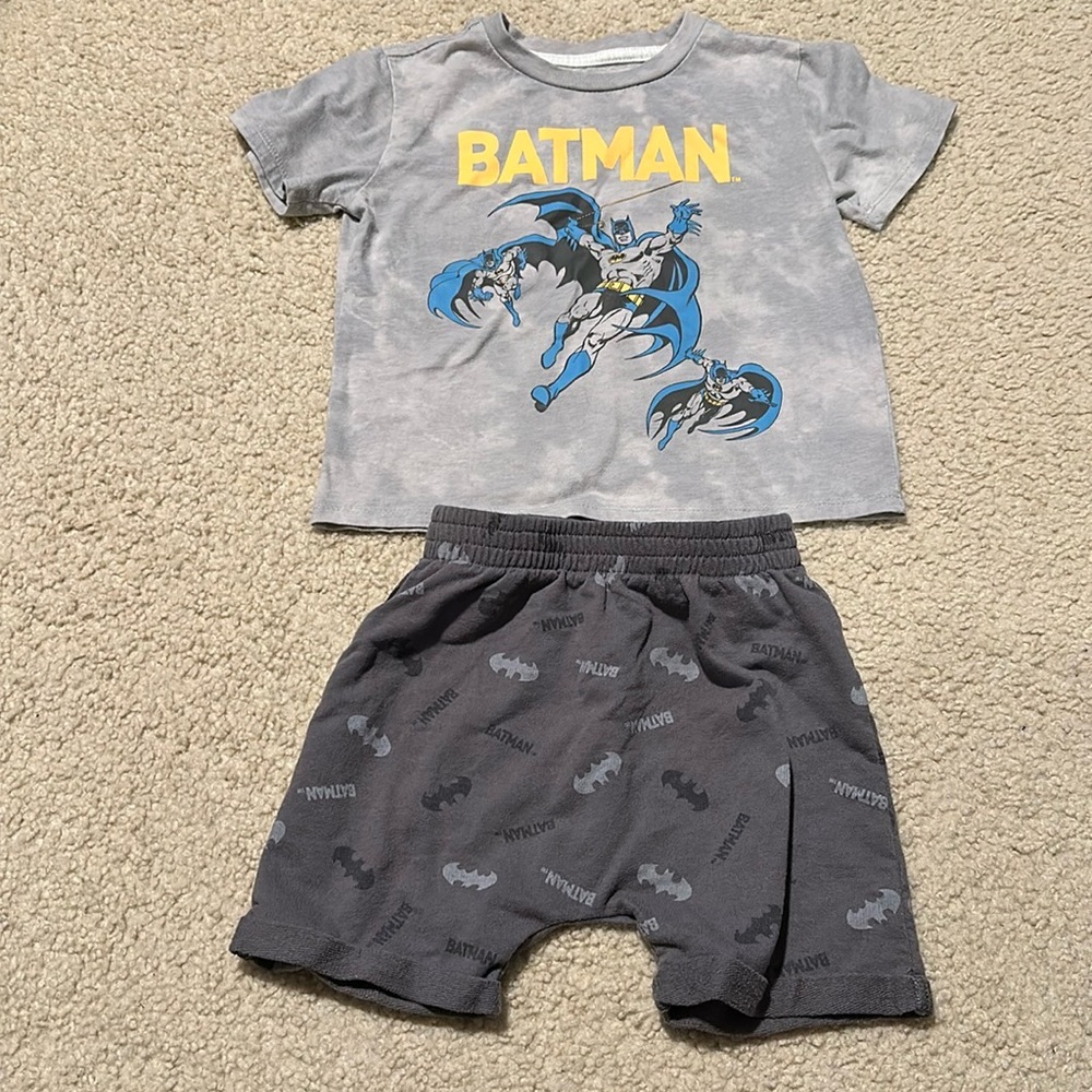 2PC Gray Batman Soft Top & Bottoms Set